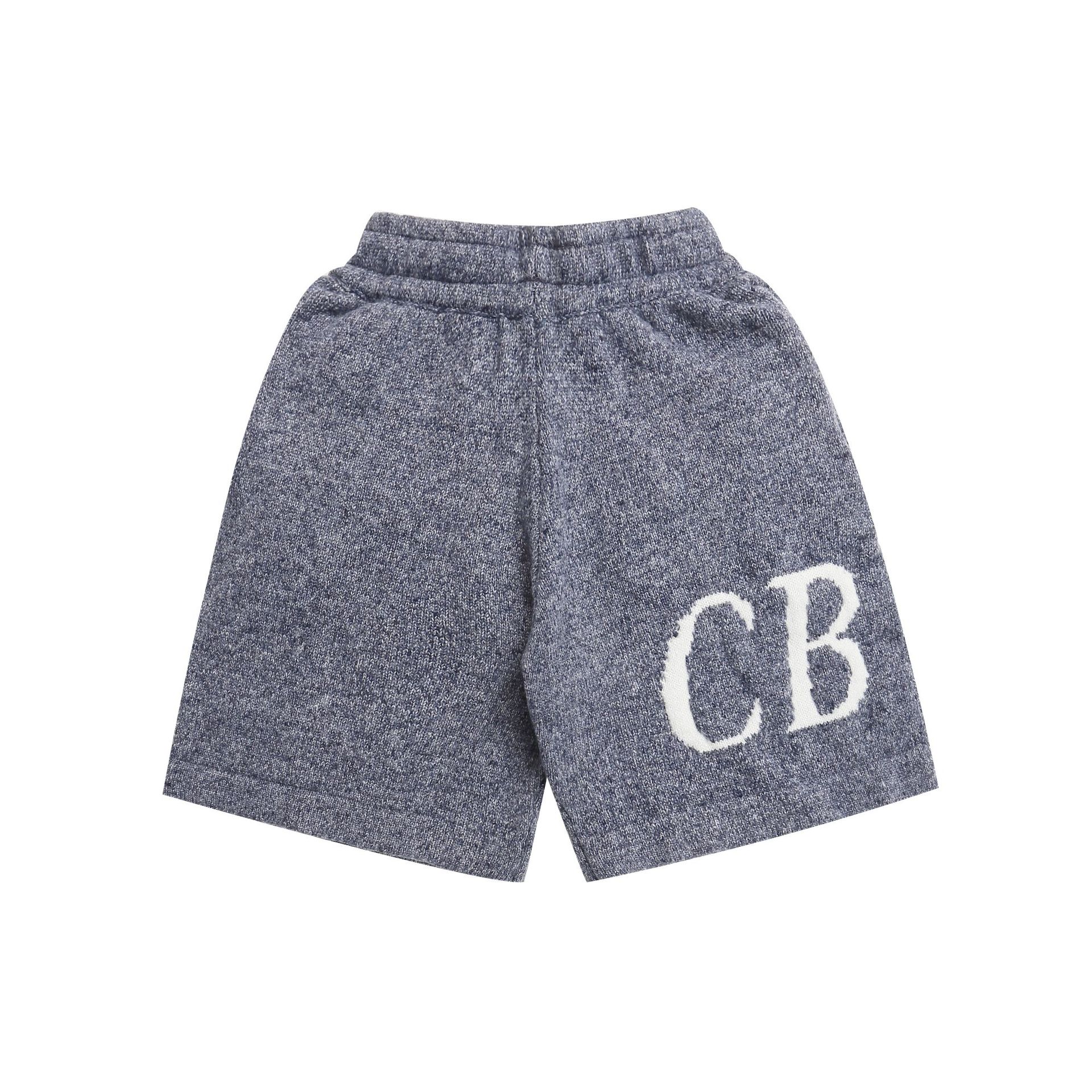 Cole Buxton Shorts CB Logo Knit Loose Grey Marl