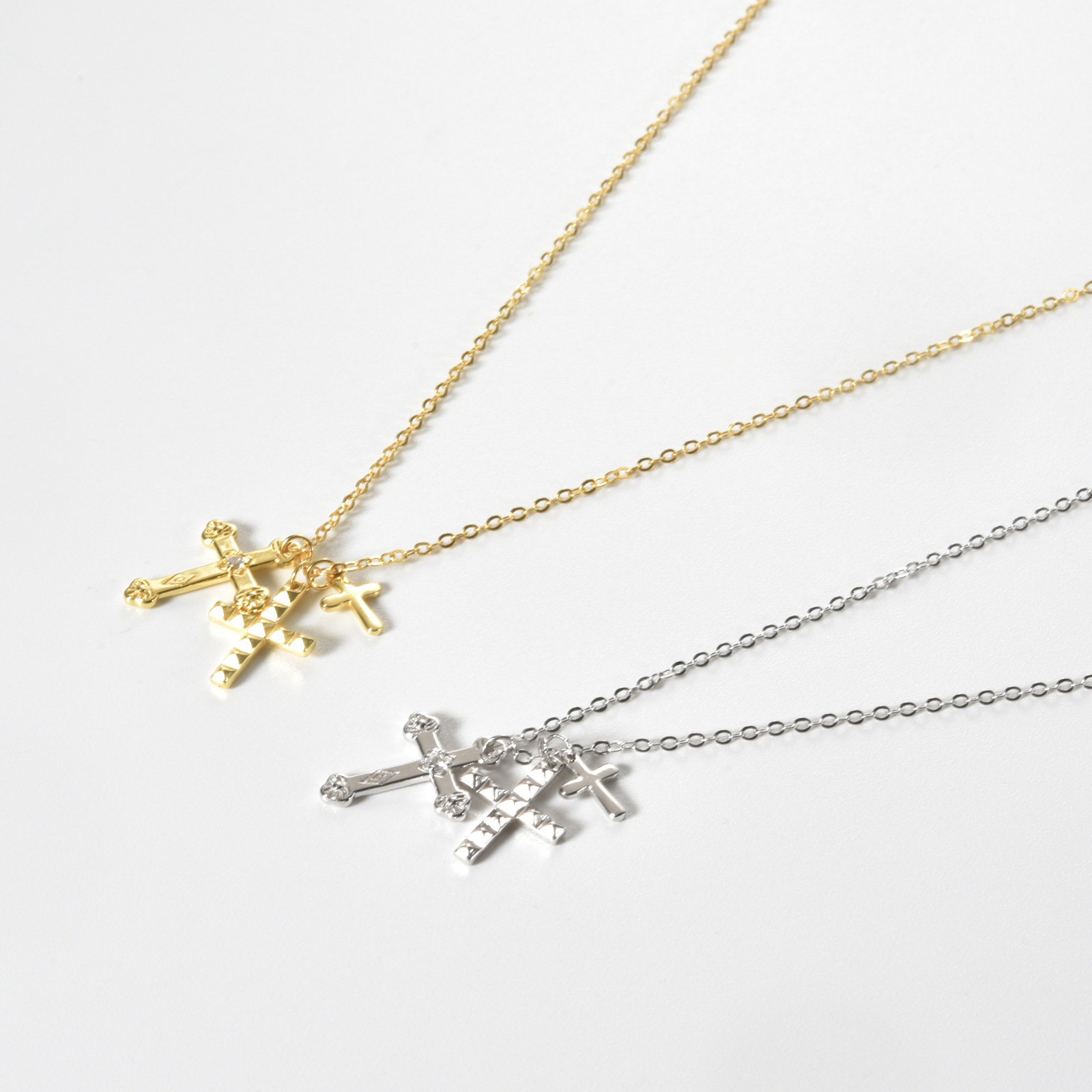 Stone-Free Inlay Material 1 Piece 925 Sterling Silver Cross 925 Sterling Silver Pendant Necklace