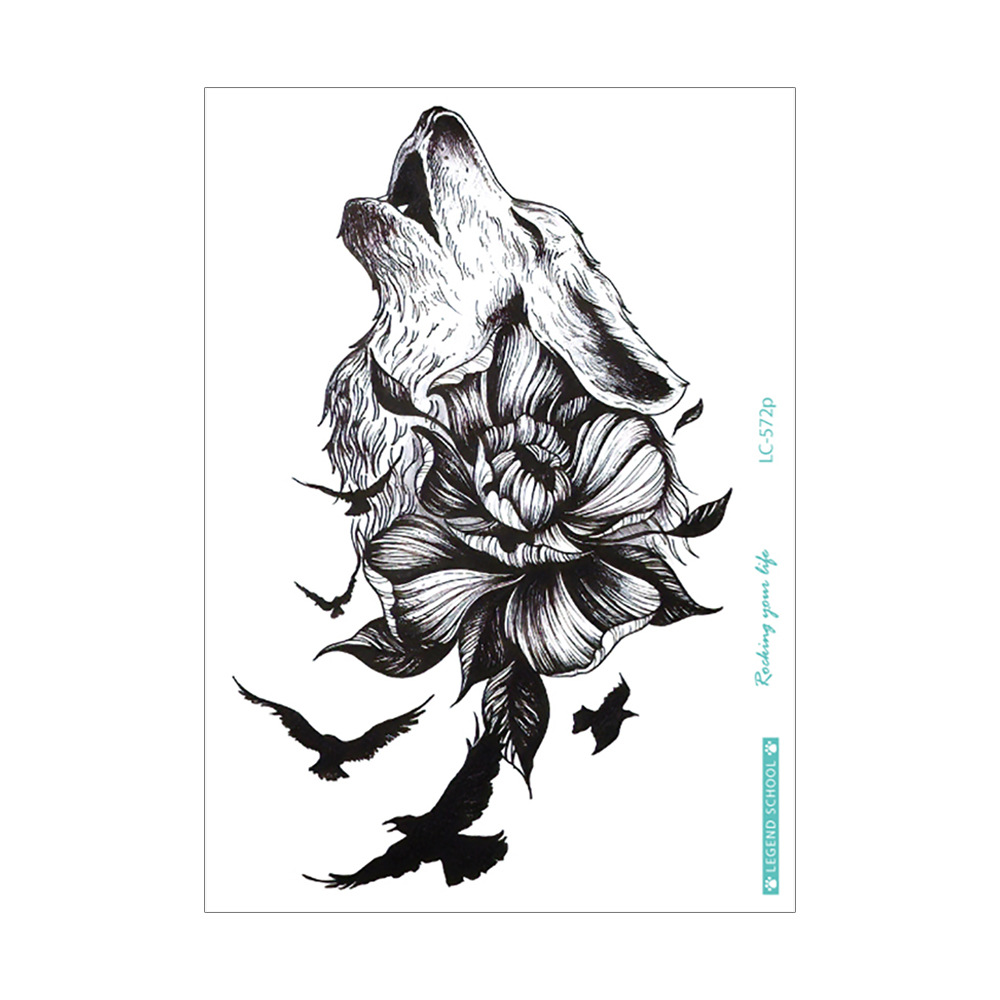 Nueva flor impermeable brazo tatuaje pegatinas personalidad original Lobo tatuaje pegatinas animal patrón tatuaje desechable al por mayor