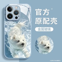 游泳猫狗适用苹果15手机壳iphone14pro液态玻璃13/12高级感xs女生