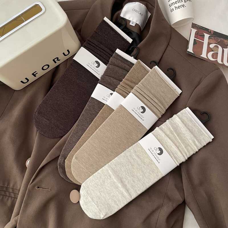 Women's Mid-Calf Socks for Autumn and Winter, Coffee-Colored Long Socks, Melard Pure Cotton Seamless Socks, Anti-Pilling Seamless Women's Socks Wholesale Women's Mid-Calf Socks for Autumn and Winter, Coffee-Colored Long Socks, Melard Pure Cotton Seamless Socks, Anti-Pilling Seamless Women's Socks Wholesale