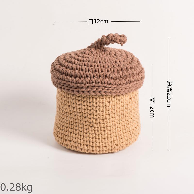 Cestas de almacenamiento tejidas a mano cuerdas de algodón gancho tejido plantas en maceta decoración de escritorio pequeñas decoraciones cosméticas cesta de almacenamiento