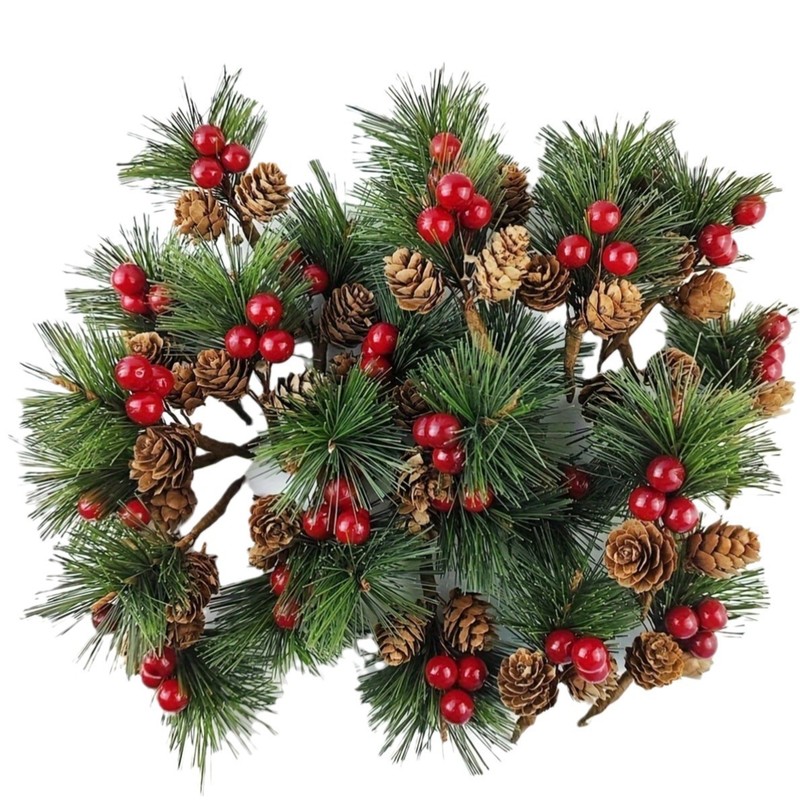 国境を越えて人気の松針松果小花束クリスマスクリスマスツリー装飾ギフトボックスDIY部品写真撮影道具|undefined