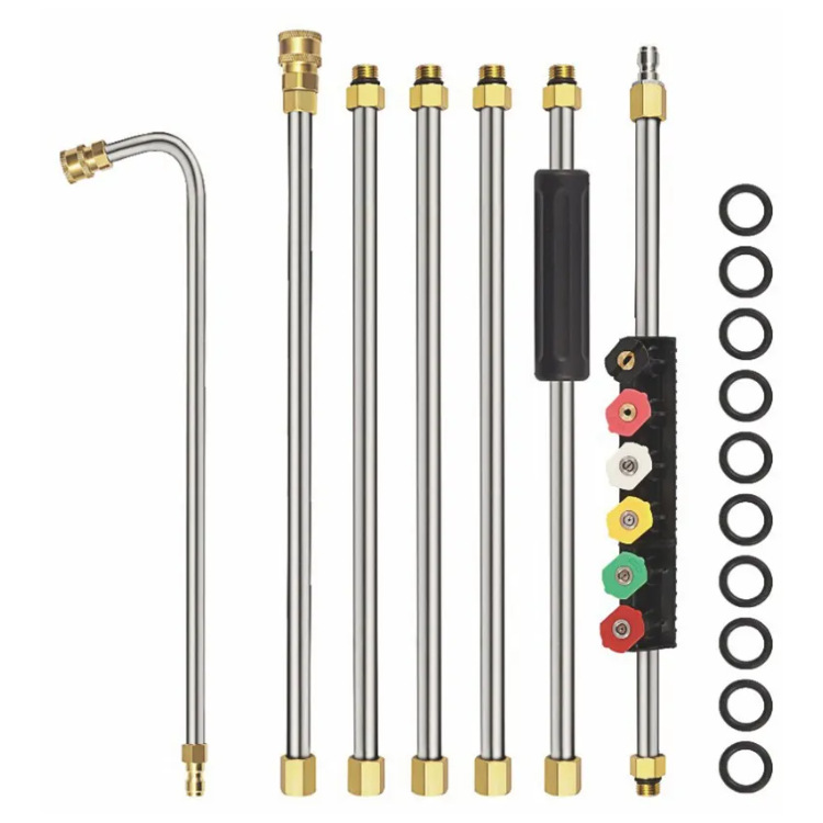 压力清洗机延长棒套装总长2.64 米加长杆 6 个喷嘴头4000PSI