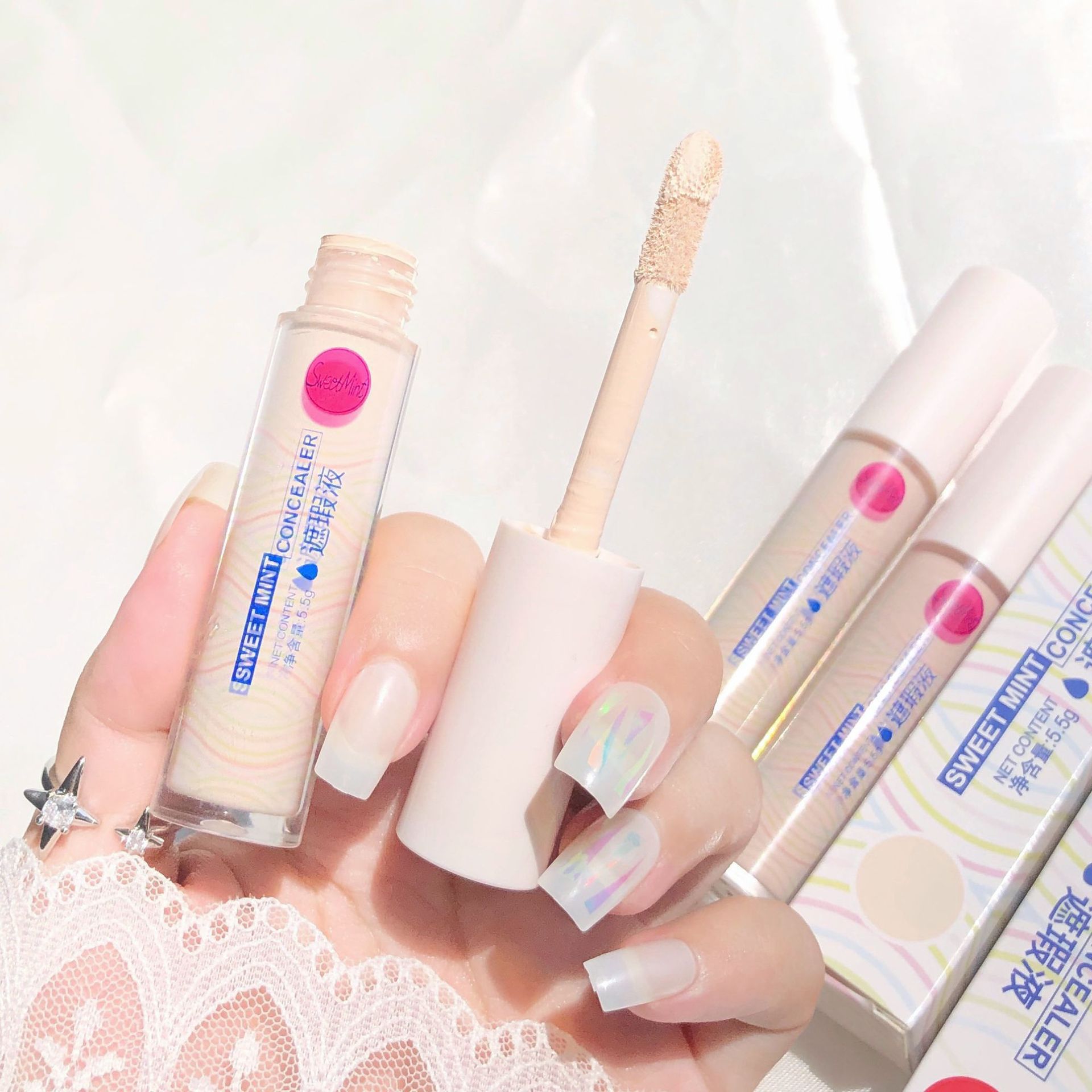 彩妝SWEETMINT遮瑕液遮蓋臉部斑點痘印黑眼圈淚溝持久防水不脫妝