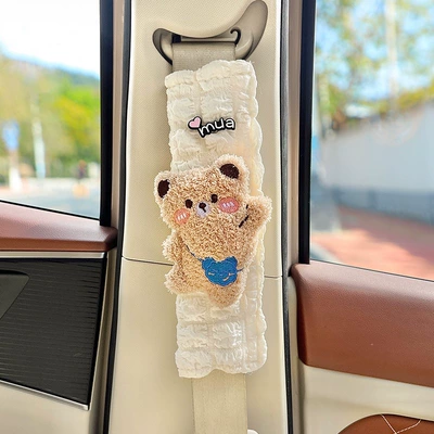 Car Seatbelt Shoulder Pads, Universal: Seat belt shoulder pad - shoulder-bag-brown-bear-puff-shoulder-pads-24cm-single