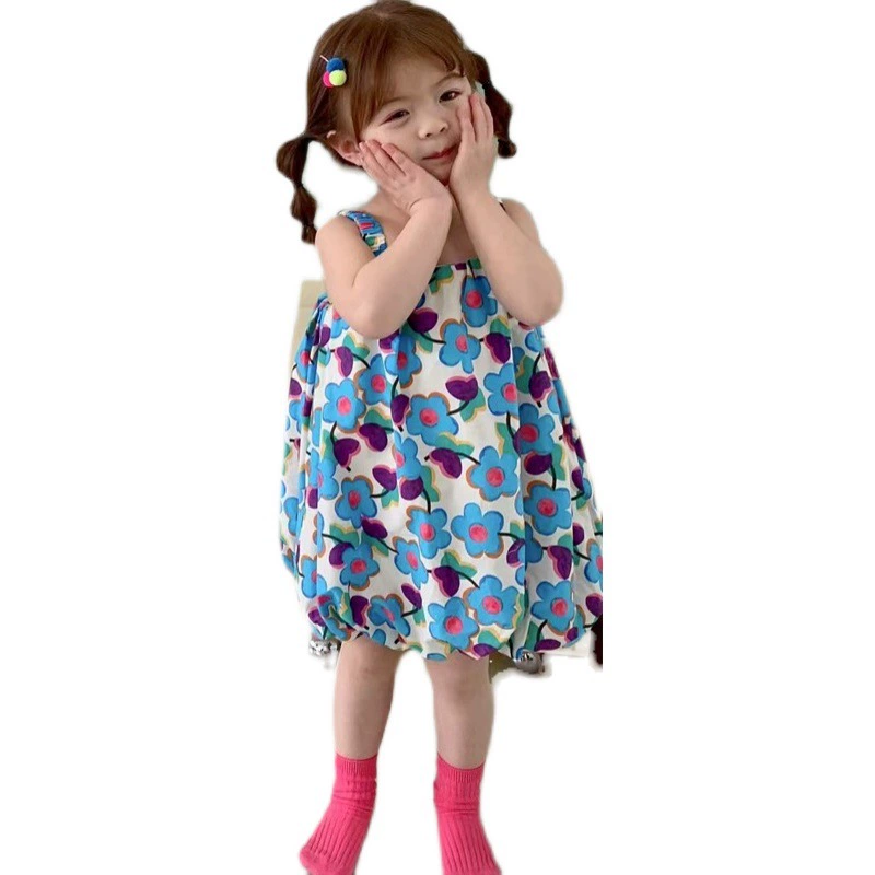 Юбка, милое платье, летняя одежда, цветочный, эффект подъема, для 3-8 лет