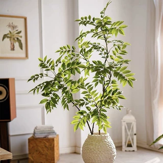 仿真绿植漆木 香樟树叶南天竹茂密禅意插花摆设客厅树枝装饰花艺