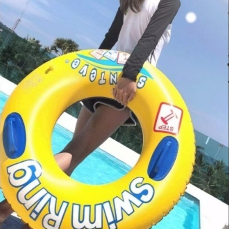 Nuevo anillo de natación para padres e hijos red retro doble bolsa de aire bajo la axila verde engrosado anillo flotante inflable al aire libre