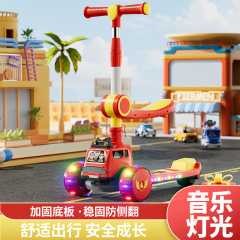 子供用スクーター、カラフルなライトと音楽付き、座って滑れる、赤ちゃん用おもちゃ、消防車、救急車、人気の子供用車
