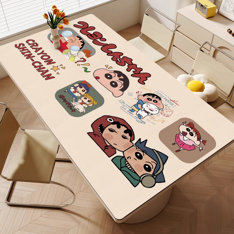 Coffee Table Mat for Restaurant and Home Use, Cartoon Waterproof Crayon Shin-Chan Dining Table Mat, No-Wash Heat-Resistant Tablecloth, Oil-Proof Cartoon Anime