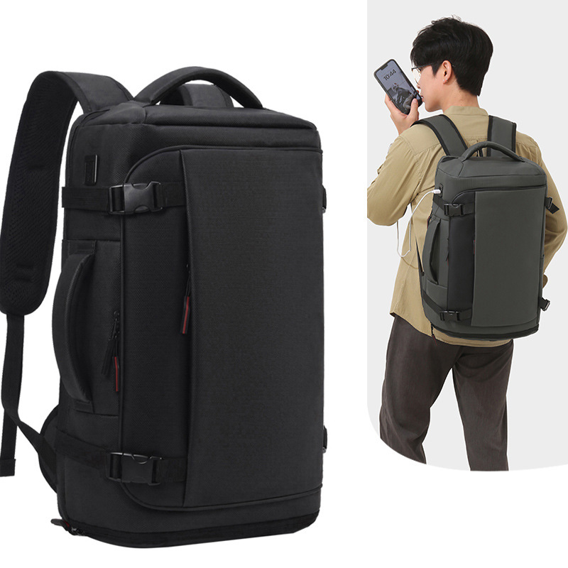 Cross-border backpack, business outdoor bag, large capacity, USB, separate shoe compartment, box-style opening, multifunctional backpack