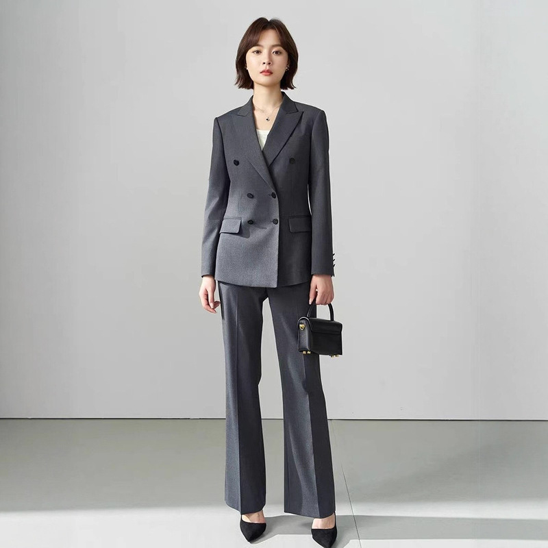 灰色高级感西装外套春夏薄款女士正装职场公考职业装面试西服套装|undefined