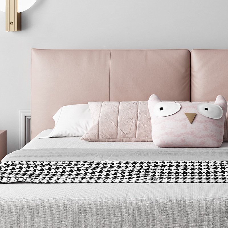 Luz moderna cama de cuero genuino de lujo Rosa chica dormitorio 1,8 m cama de los niños cama de princesa simple cama doble fábrica de salida