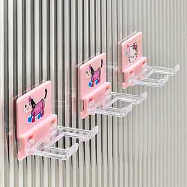 卡通折叠挂钩插头挂钩无痕粘贴壁挂折叠小挂钩支架电源线收纳架