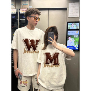 Summer Wear 2025 New Pure Cotton Niche High-Quality Internet Celebrity Short-Sleeved Super Popular Half-Sleeved Special Couple Wear T…