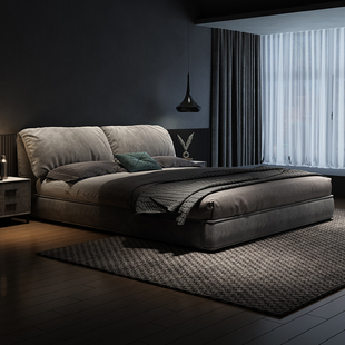 Italian-Style Light Luxury Fabric Bed, Modern Minimalist Master Bedroom, High-End Atmospheric Double Minimalist Velvet Storage Wedding Bed