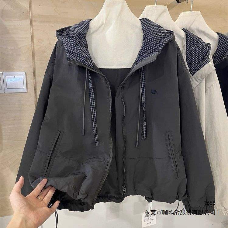 European-style hooded windbreaker with cotton padding, 2026 autumn new model, casual jacket for petite individuals, cotton coat European-style hooded windbreaker with cotton padding, 2026 autumn new model, casual jacket for petite individuals, cotton coat
