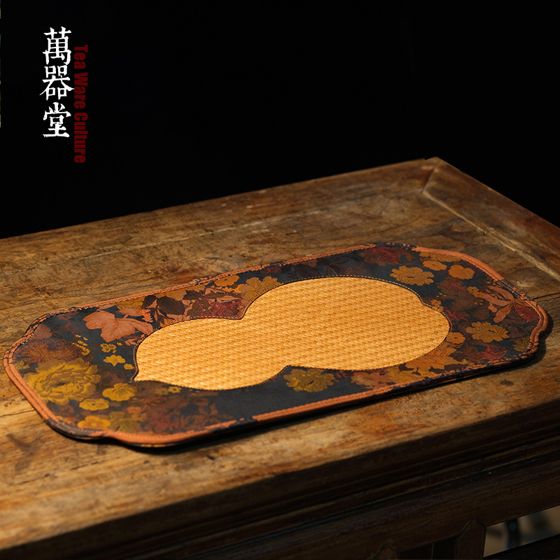 Wanqitang Xiangyun yarn bamboo woven mat tea mat vintage bamboo tea tray household tea set tea table mat handmade
