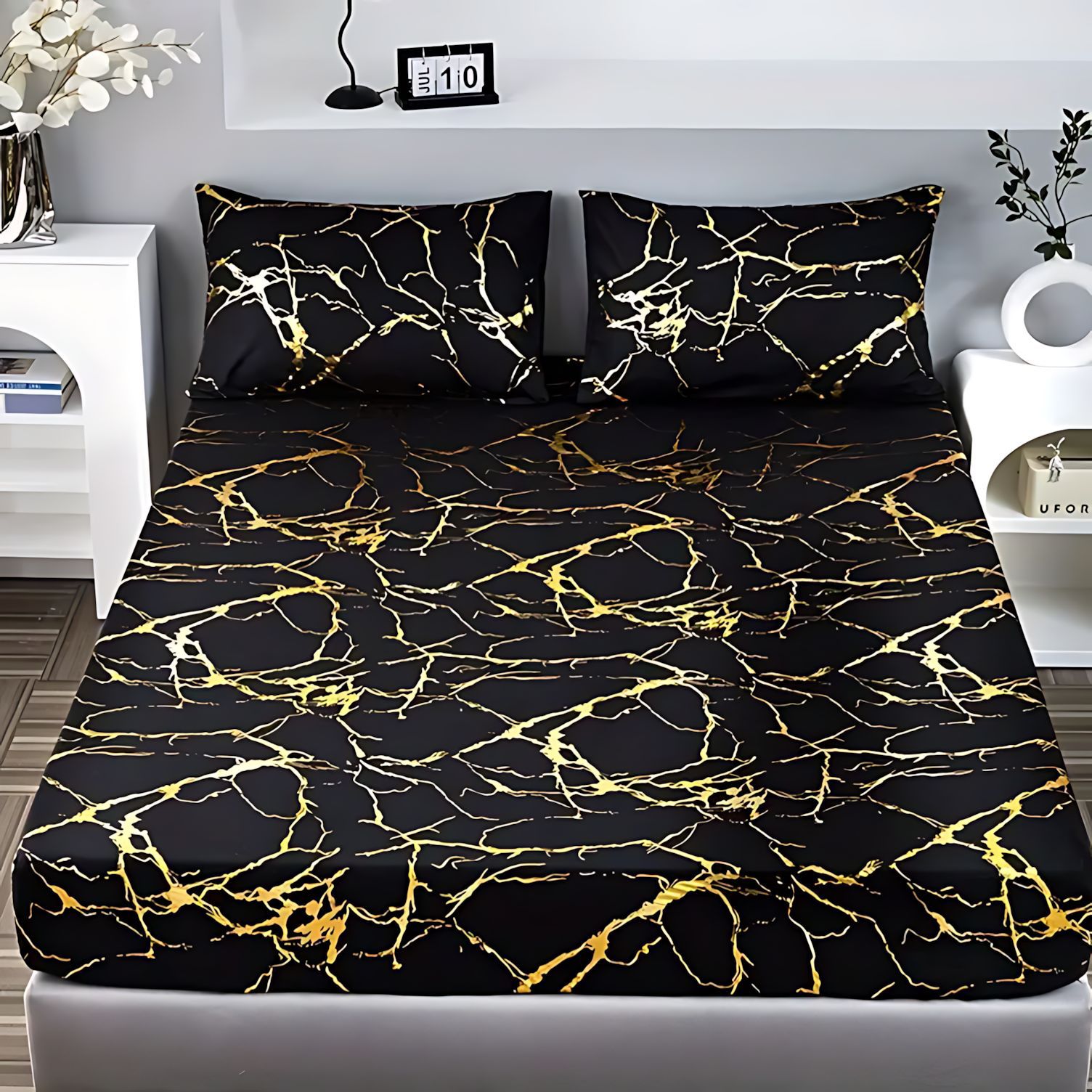 TEMU / JIT transfronterizo moda clásica estampado texturas suaves cama cama gazaña ropa de cama set fuente fabricante