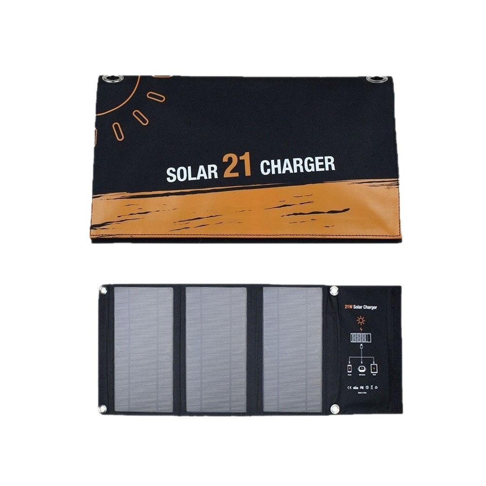 21W Outdoor Solar Folding Bag Photovoltaic Charging Panel Dual USB Output Portable Mobile Phone Charger for Mountaineering and Camping