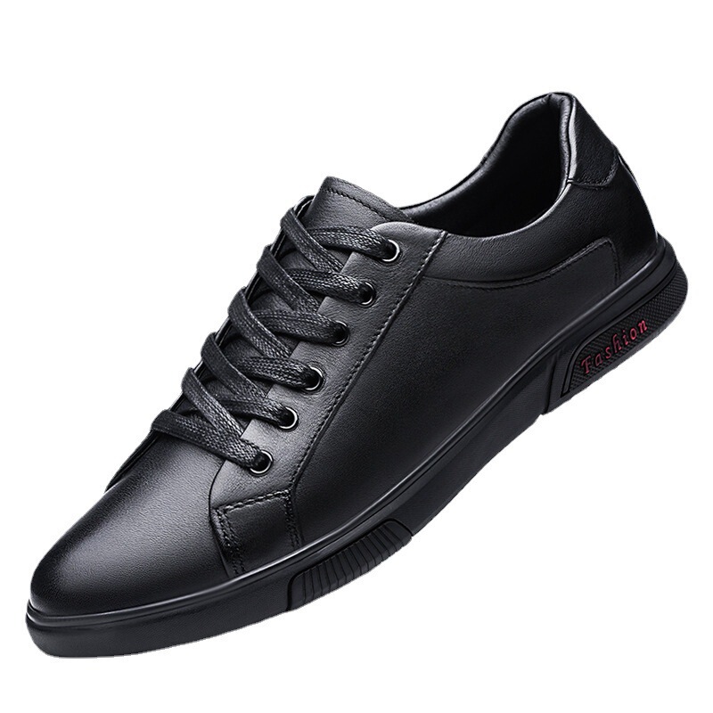 Cross-Border Foreign Trade Men's Sneakers, Autumn Breathable New Trendy Soft-Soled First-Layer Cowhide Sports White Shoes, Korean Style