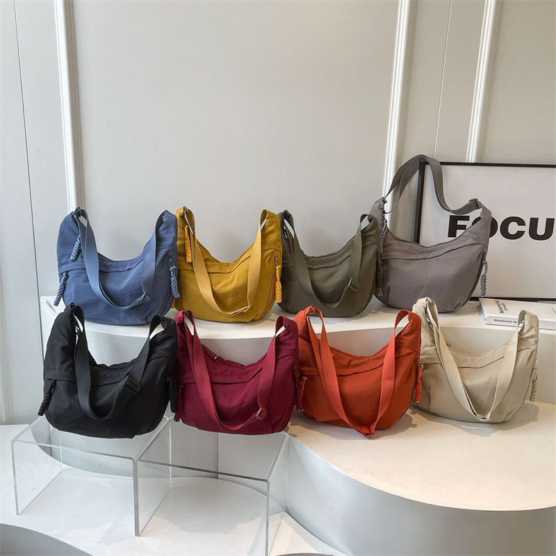 Cross-Border Bags for Men and Women, Casual Japanese-Style Artistic Bags, Large Shoulder Bags for Women, Versatile Travel Dumpling Bags