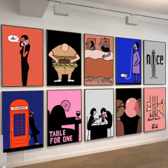 簡約現代卡通動漫趣味掛畫韓系插畫臥室背景牆裝飾畫無框畫免打孔