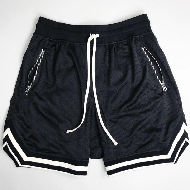 Cross-border fitness shorts men's mesh solid color quick-drying breathable casual sports basketball hip hop one-piece delivery