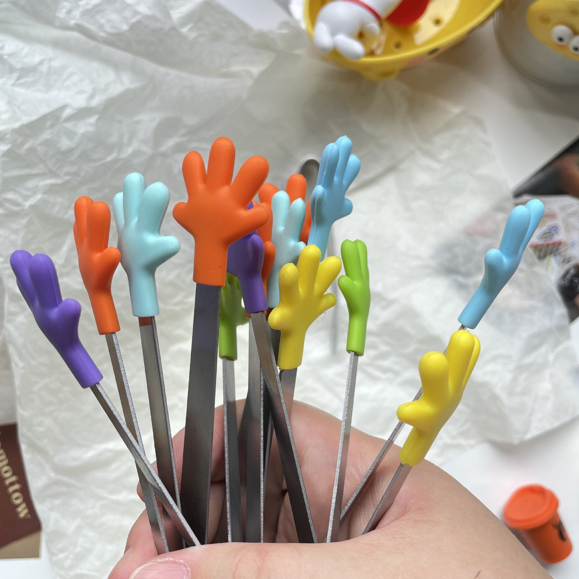 Stainless steel silicone palm ice cube sandwich baked snacks sugar cube food clip mini silicone clip