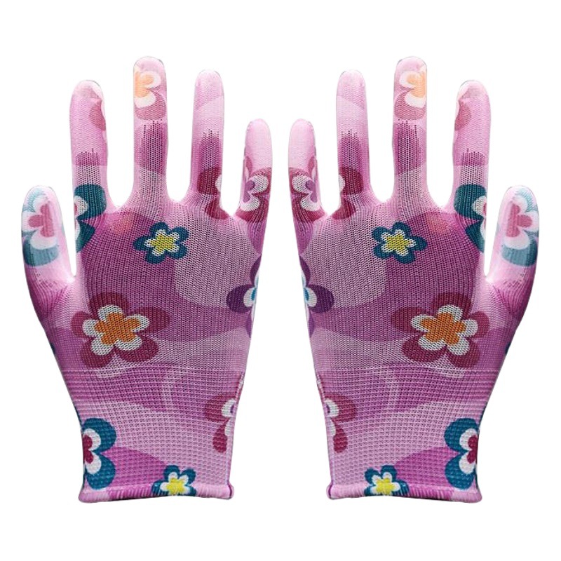 Guantes de protección laboral rayado impreso Pu recubierto de Palma antiestático libre de polvo guantes de trabajo de taller de jardinería guantes de Damas al por mayor