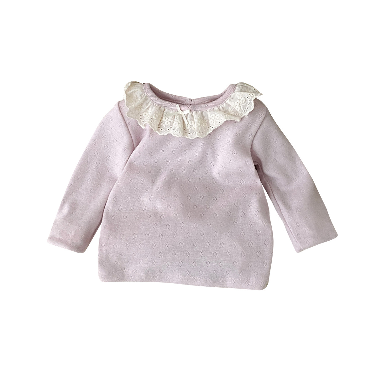 2025 versión coreana de los nuevos productos de primavera para niños, trajes para bebés, cuello de encaje de estilo occidental, ropa para bebés de dos piezas