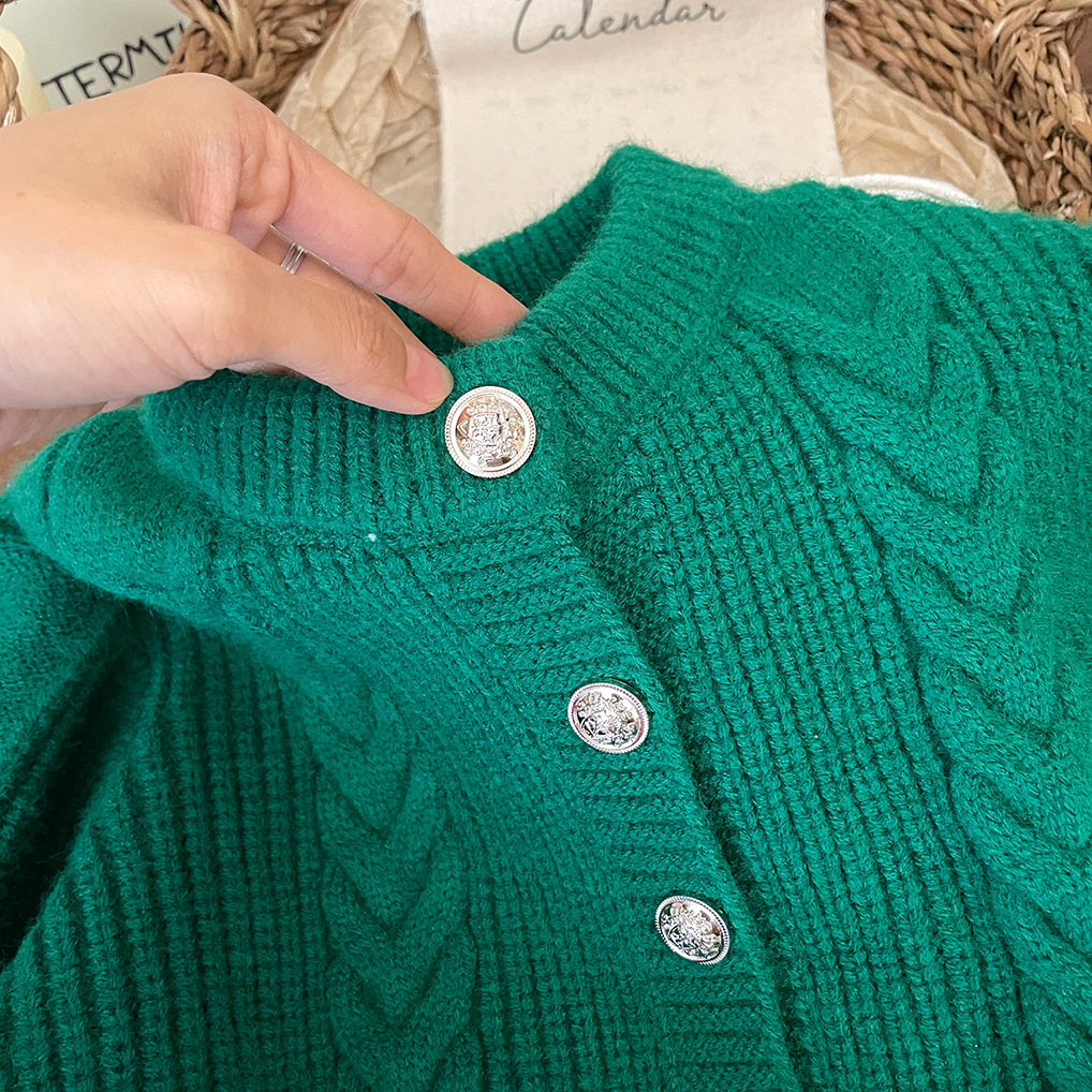 Han 24 Neue Baby-Kleidung Mädchen Rot Grün Fried Dough Twists Strickjacke Verdickt Gestrickte Pullover Mantel Mode Herbst und_voghion.com