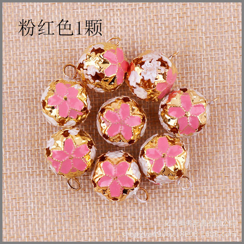 1 cloisonne estilo japonés flor bola campana hecha a mano DIY antiguo decorativo campana material accesorios colorido hueco campana