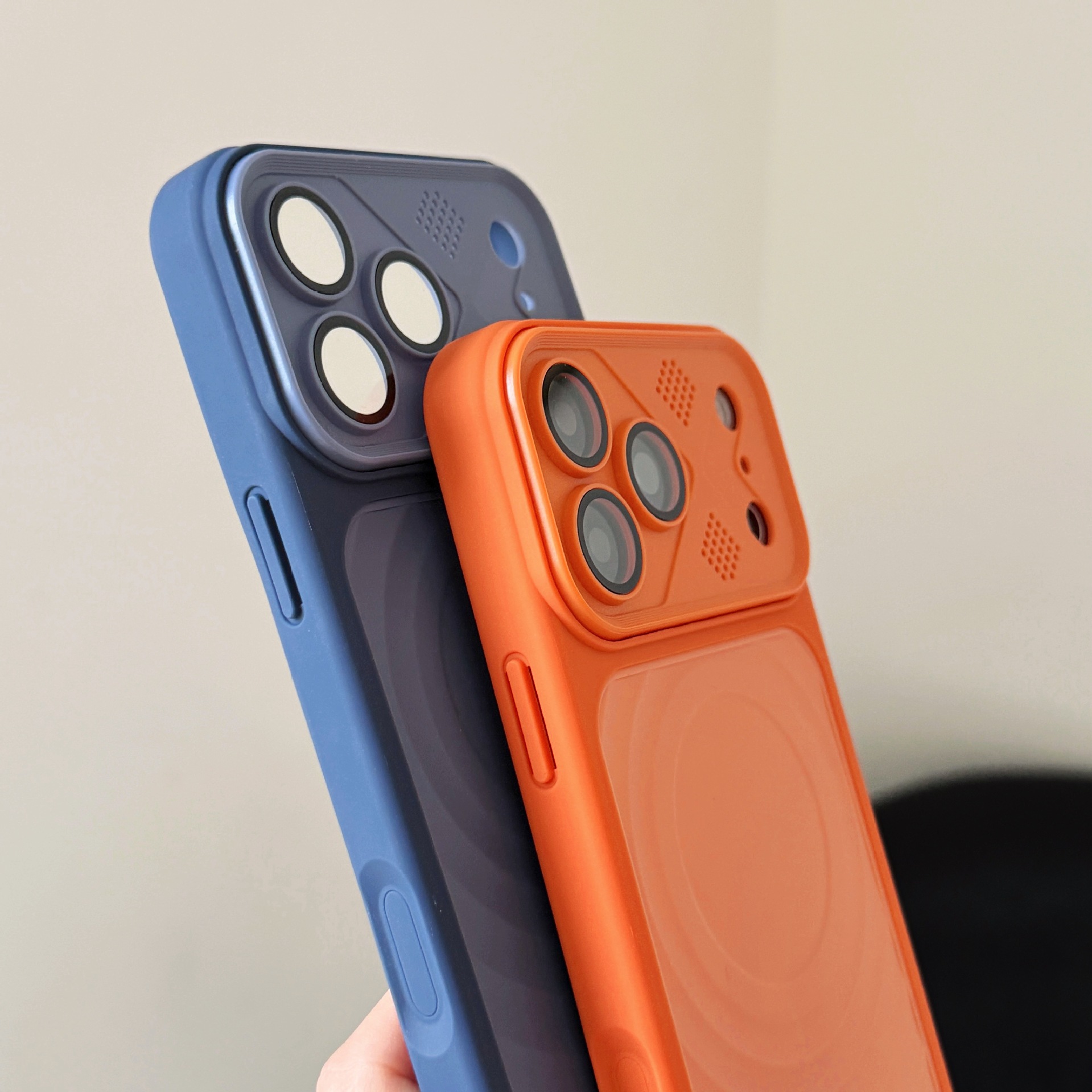 Nuevo Apple 17 caso de teléfono celular lente película mecha ondulado succión magnética iPhone 16 cubierta de protección contra caídas 11