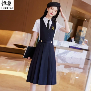 幼师连衣裙女收腰显瘦学校幼儿园教师园服套装老师工作服学院风春