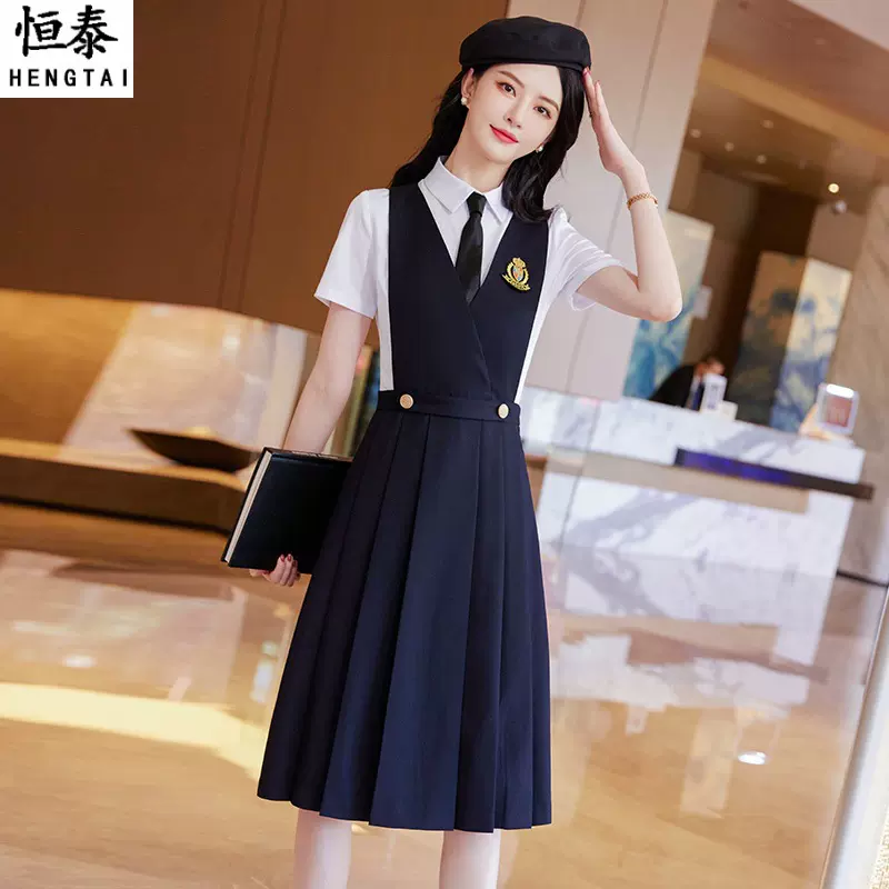 幼师连衣裙女收腰显瘦学校幼儿园教师园服套装老师工作服学院风春