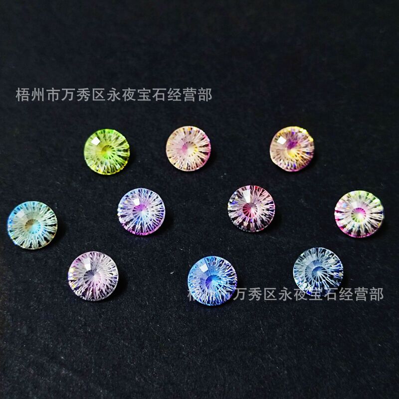 Iridescent Gradient Devil's Eye Zircon Plated Color Variant Fireworks Cut Xiaohongshu Trending Earrings Main Stone Loose Stone