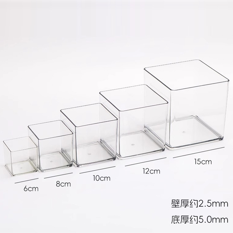 Trash Can Small Mini Transparent Acrylic Square Betta Shrimp Tank Basin Square Lidless Living Room Desktop