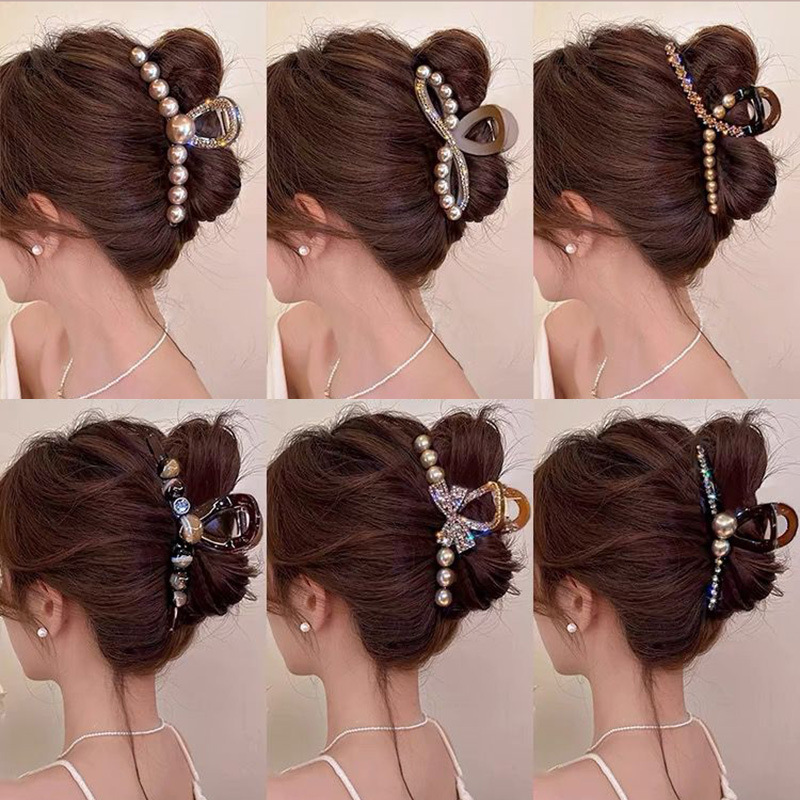 Satín de alta sensación, arco negro de tiburón, pin de cabello cuadrado taladro, pin de cabello de cabeza posterior, pin de cabello para mujeres