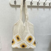 跨境小清新花朵编织包百搭棉线镂空女包韩版慵懒风度假沙滩编织包