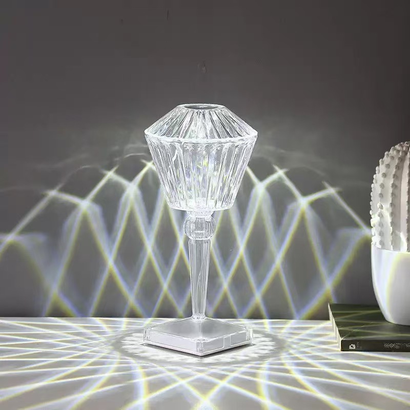 Lámpara de Noche LED Efecto Cristal Táctil para Dormitorio y Mesa