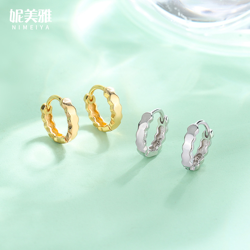 Nimeya S925 Sterling Silver Distinctive Irregular Earrings Women's Light Luxury Fashion All-match Niche Design Elegant Ear Jewelry