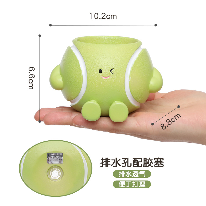 Chậu Cây Resin Chậu cây hình cầu lông mặt cười resin, chậu mọng nước mini, trang trí sân vườn (RG-36)