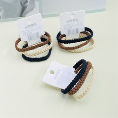High-elasticity, milk-tea-colored braided hair ties—stylish, chunky rubber bands for basic-style hair accessories and headwear