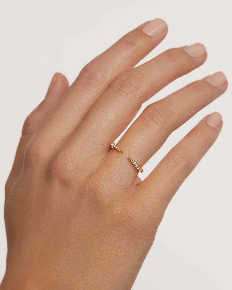 Geometric Pattern 18K Gold Plated 925 Sterling Silver Geometric Open Rings