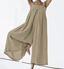 Colored overall, trousers, city style, European style, cotton and linen, plus size