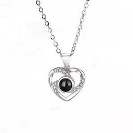 抖音同款投影项链100种语言我爱你吊坠彩色照片图片个性定 制短款