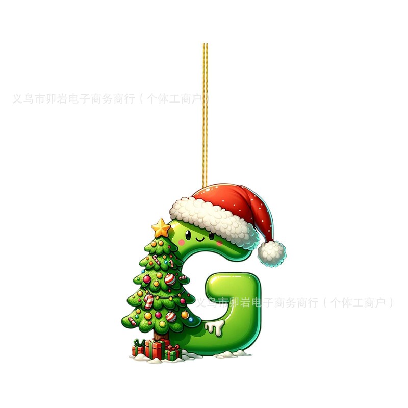 跨境2D亚克力圣诞树26字母吊坠DIY装饰挂件汽车装饰圣诞装饰挂件|undefined