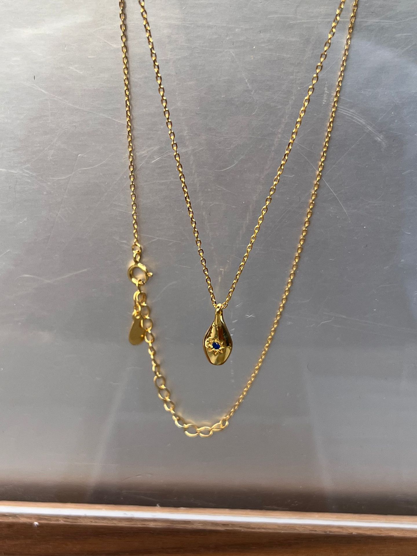 Star, Water Droplets Pattern 925 Sterling Silver Zircon Cable Chain Plating Inlay Star Water Droplets Pendant Necklace
